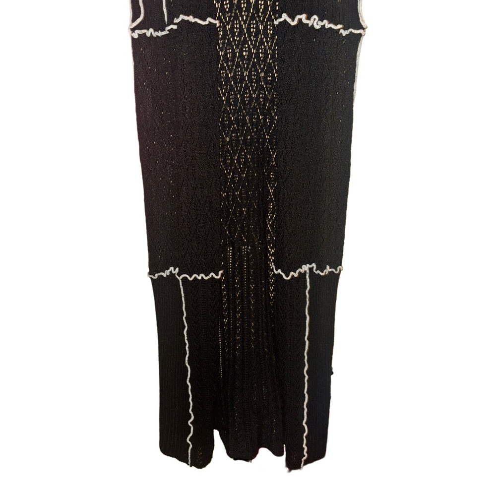 Black Long Length Knit Open Front Cardigan Duster - Picture 8 of 15